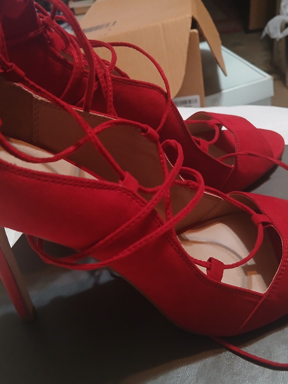 Call It Spring Red Lace-Up Heels